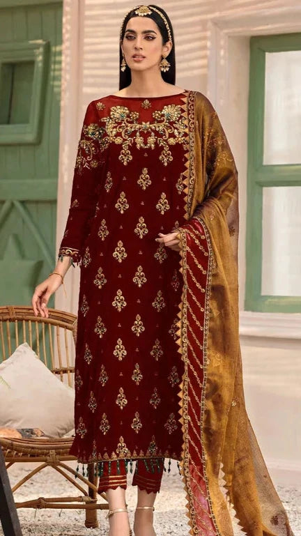 EMAAN ADEEL velvet embroidery suit