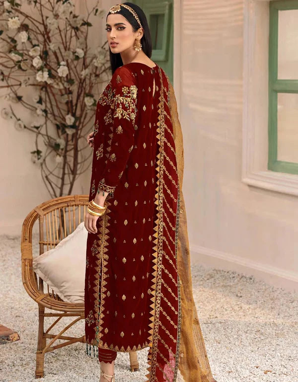 EMAAN ADEEL velvet embroidery suit